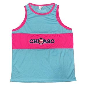 💙💖 Chicago Cubs Promotional Budweiser Bleacher Game Giveaway Neon 80s Tank Top